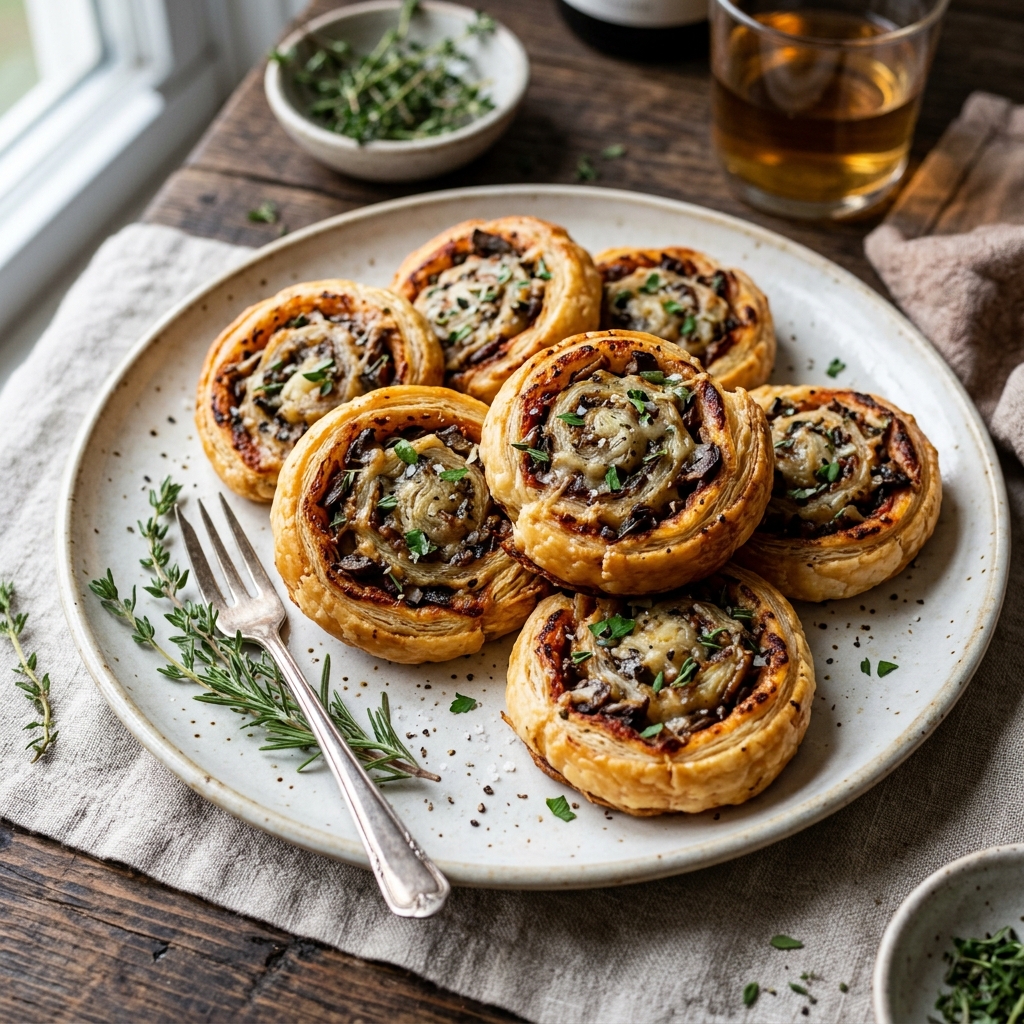 Mushroom and Tomato Pinwheels
