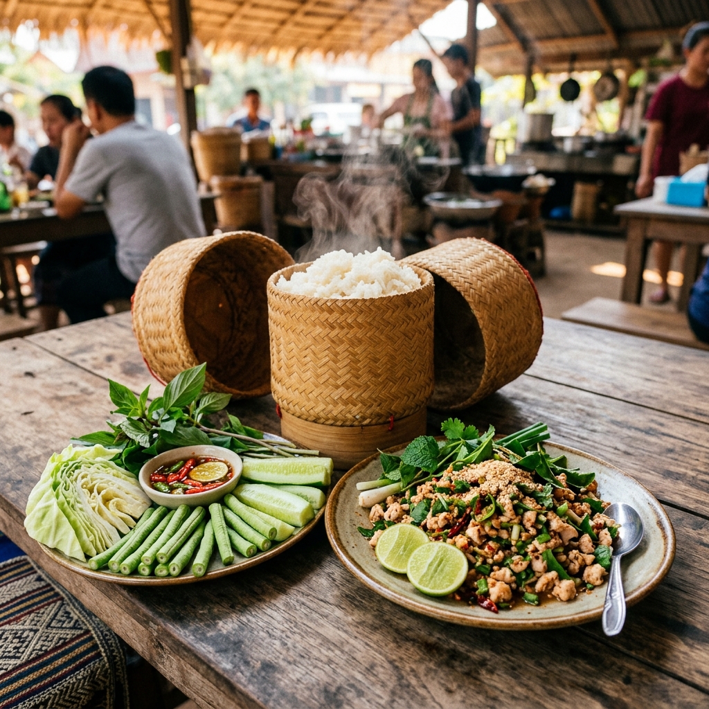 Sticky Rice with Larb